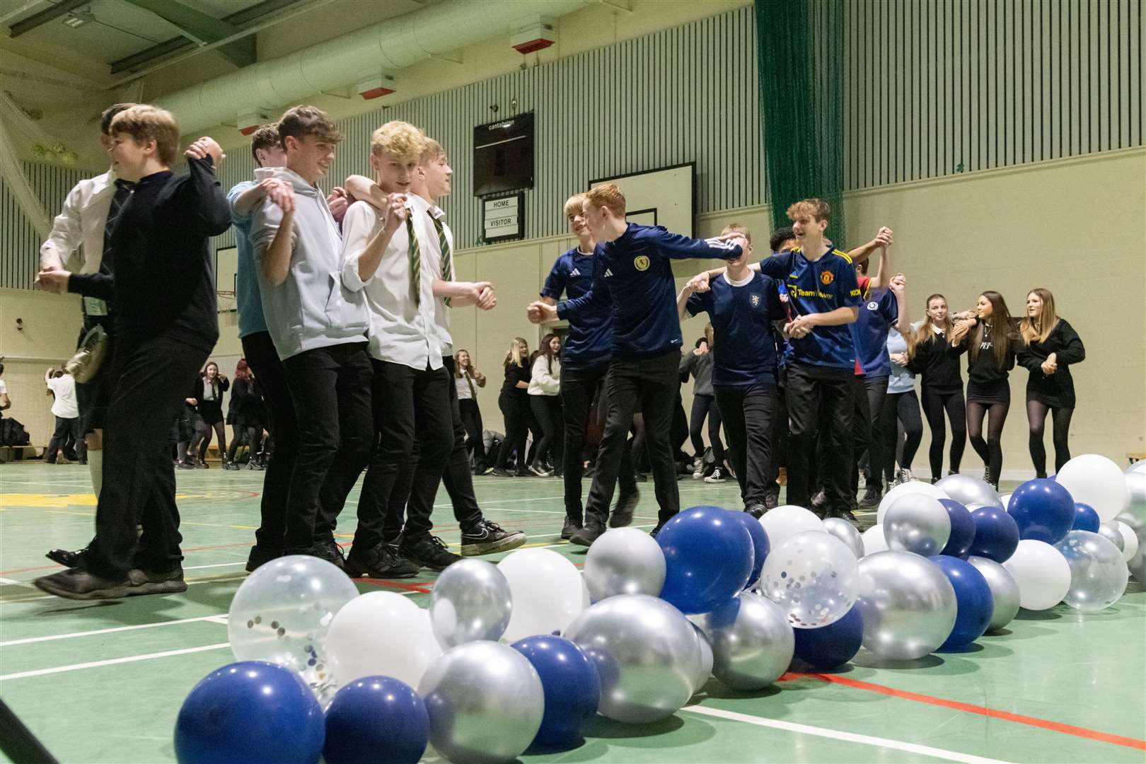 Pupils take part in a ceilidh at the Milne's High School celebration for St Andrew's Day...Picture: Beth Taylor.
