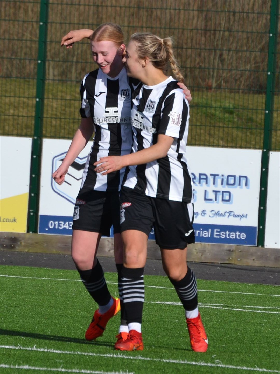 Lily Morrison is congratulated on one of our goals. Photo: Tyler McNeil