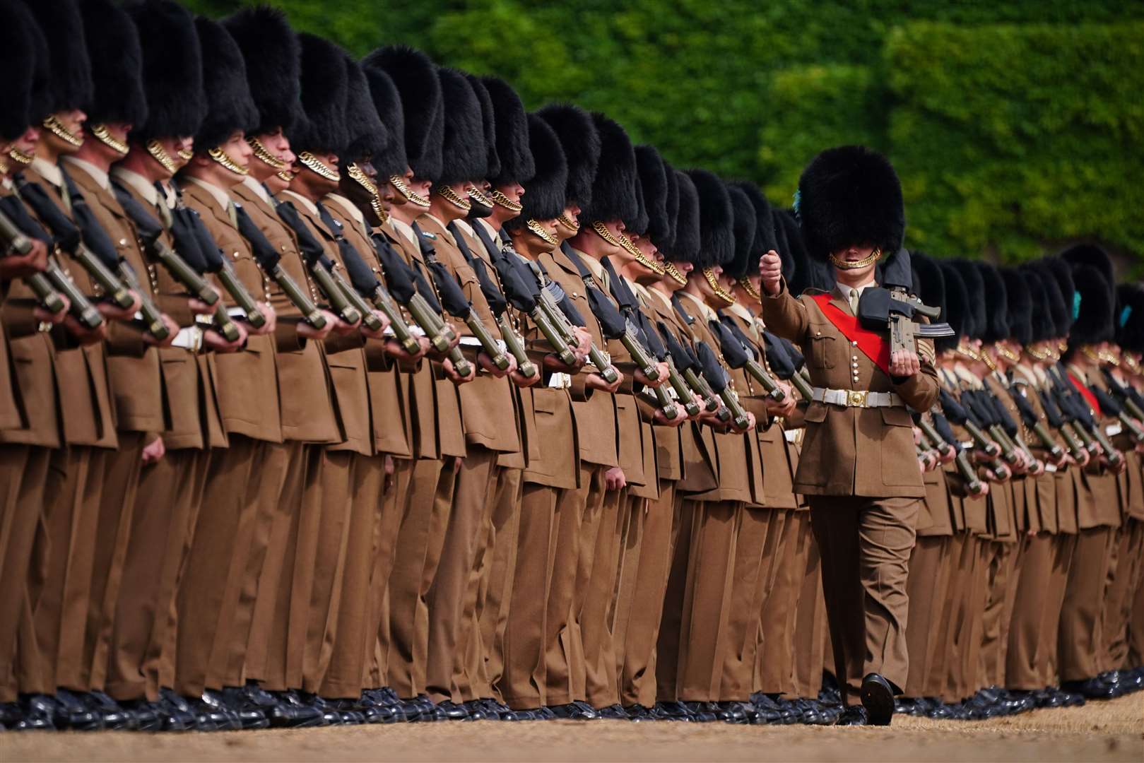 Military personnel line up at the Brigade Major’s Review on Thursday (PA/Dominic Lipinski)
