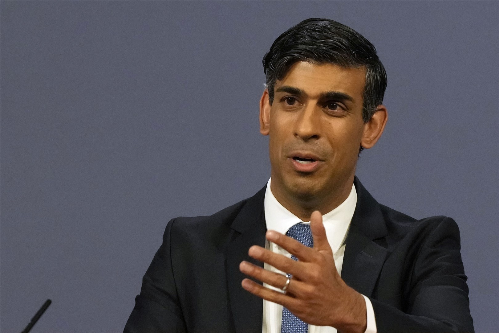 Prime Minister Rishi Sunak during a press conference in Downing Street in London, as the NHS (Frank Augstein/PA)
