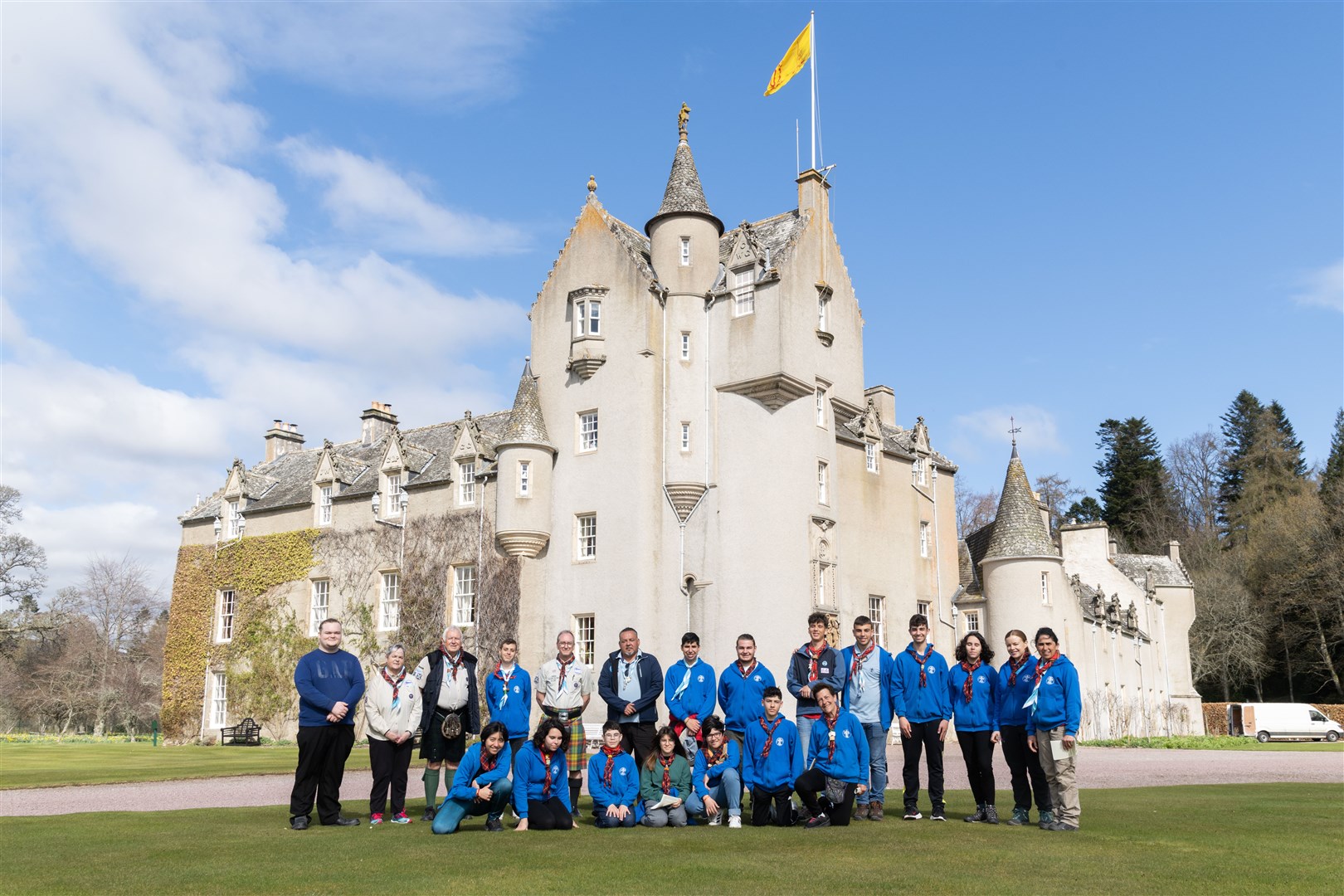 Las Culturas Scouts and their hosts savour the atmosphere in the grounds of Ballindalloch Castle. Picture: Beth Taylor