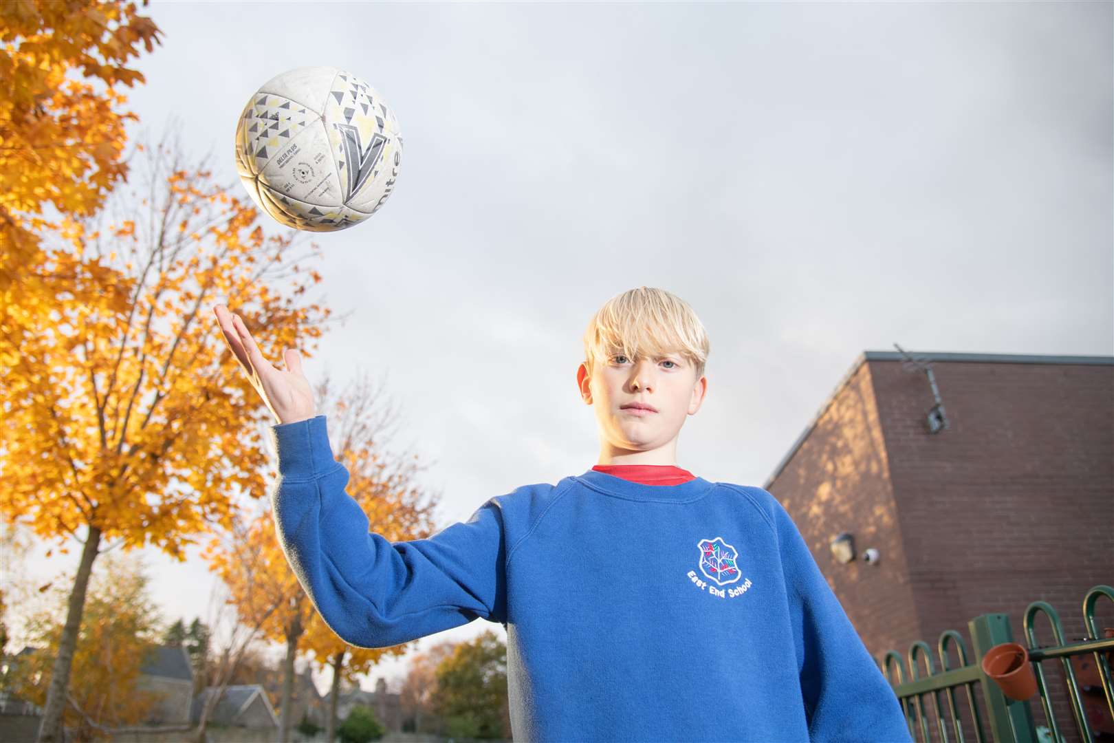 Joseph Sinclair raised money for new football kits for pupils at East End Primary School. Picture: Daniel Forsyth