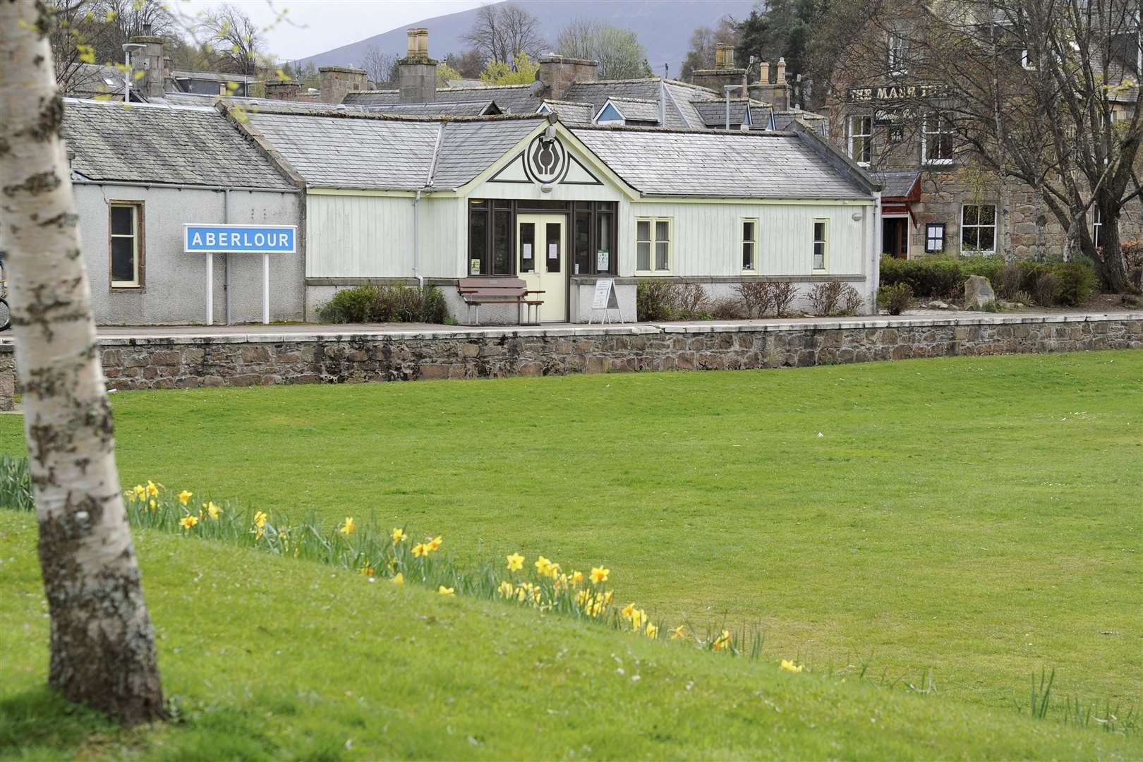 The Alice Littler Park is nestled between the community run Station Tearoom and adjoining visitor centre and the River Spey. Picture: Daniel Forsyth.