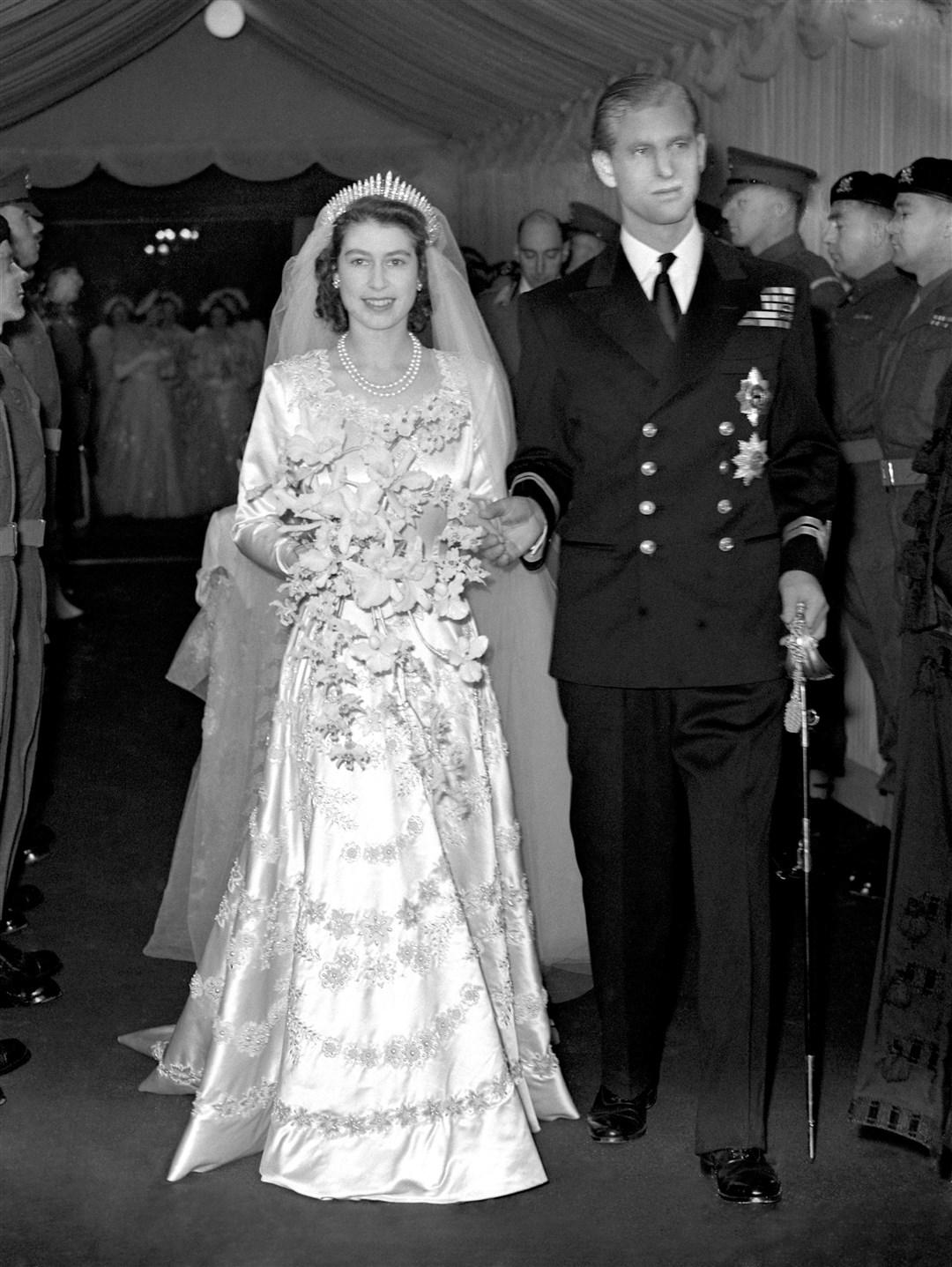 Princess Elizabeth and the Duke of Edinburgh on their wedding day in 1947 (PA)