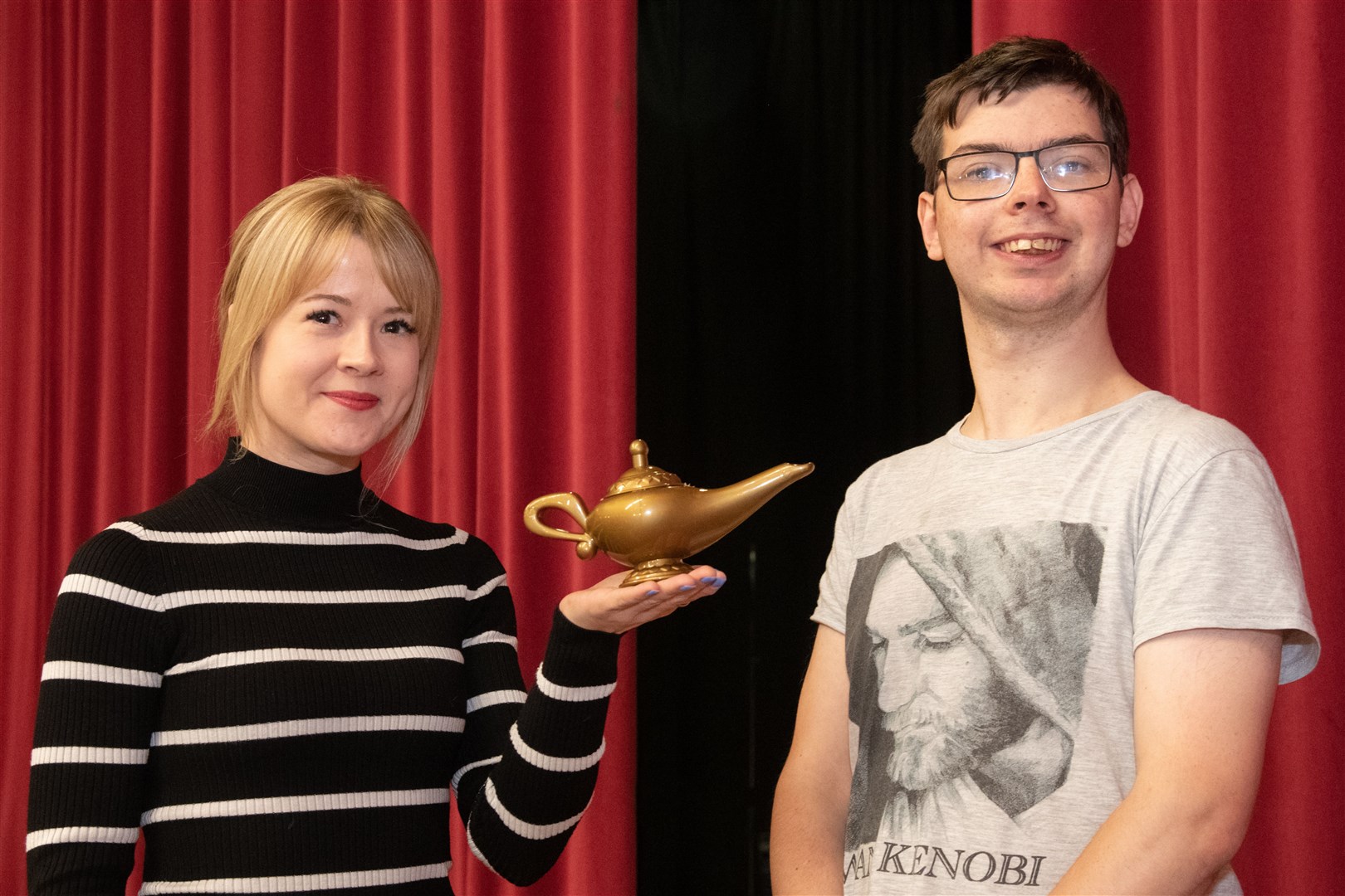 Sophie McKay, who plays Princess Jasmine and Kai Wood who plays Aladdin. ..Dreamtime Community Arts, based in Elgin, are performing Aladdin on January 26 at Elgin Town Hall. ..Picture: Daniel Forsyth..