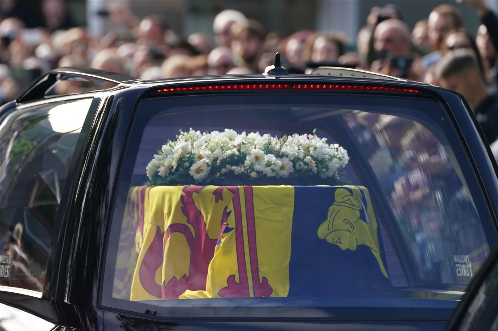 The coffin was draped with the Royal Standard of Scotland (Andrew Milligan/PA)