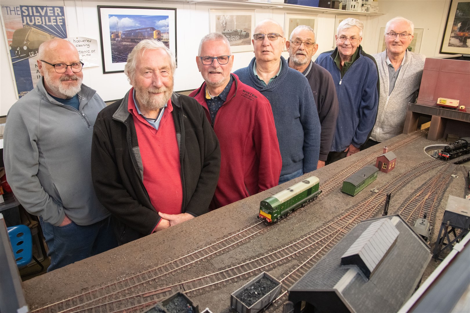 Club members alongside the Glebe Street Shed layout. Picture: Daniel Forsyth