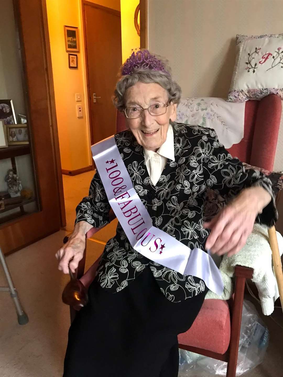 Flora on her 100th birthday last summer.