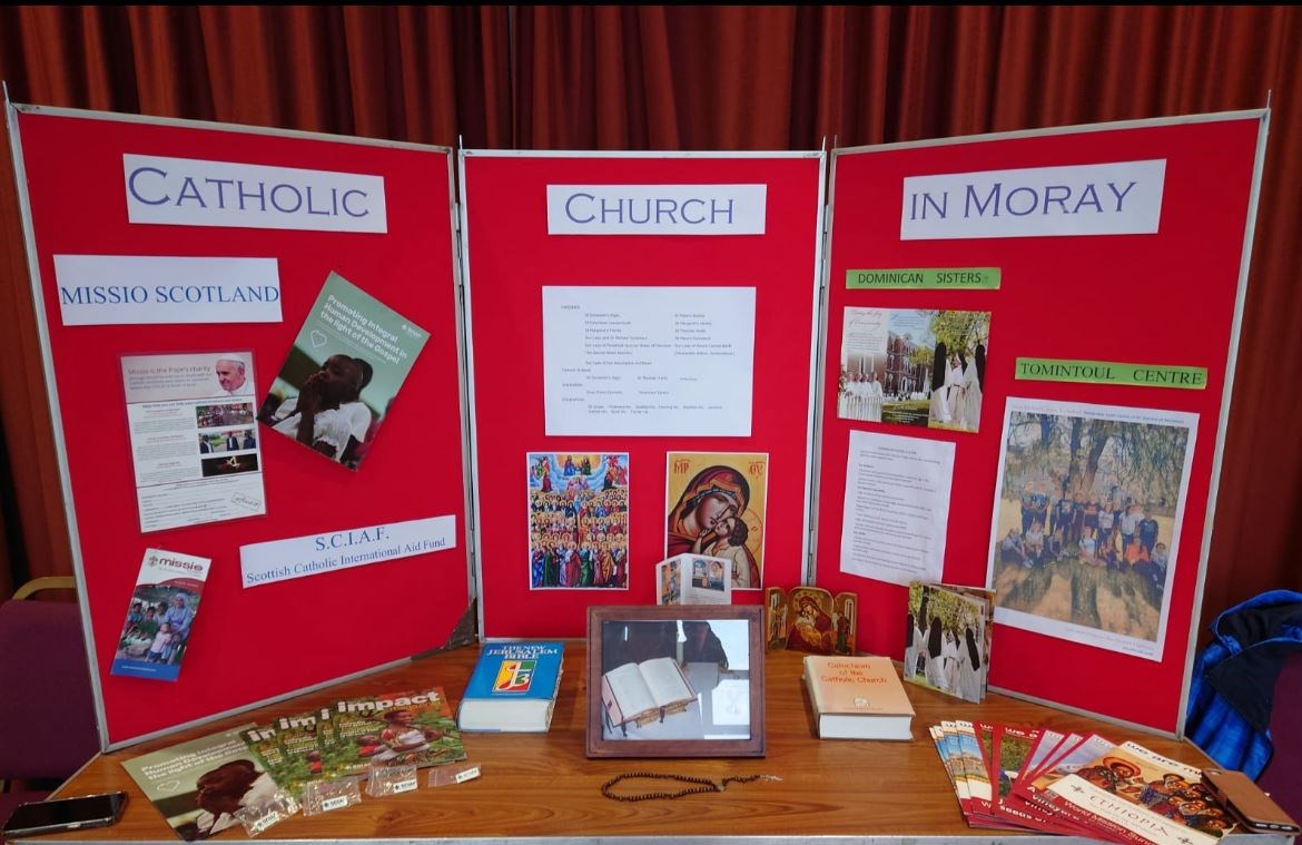 The Catholic Church had a table at the event at Elgin Town Hall.