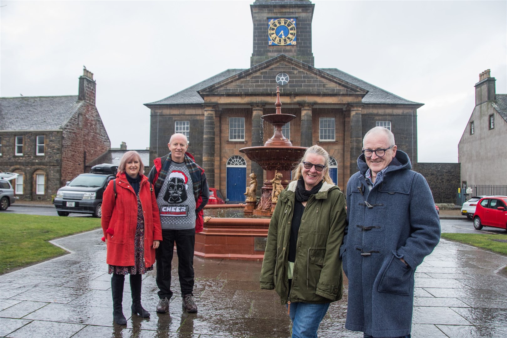 A song by Fochabers Community sing was shared online by The Proclaimers and has more than 33,000 views. Kay Geldart and Ken Reid (left) with Lizzie and Bob Sharp (right). Picture: Becky Saunderson