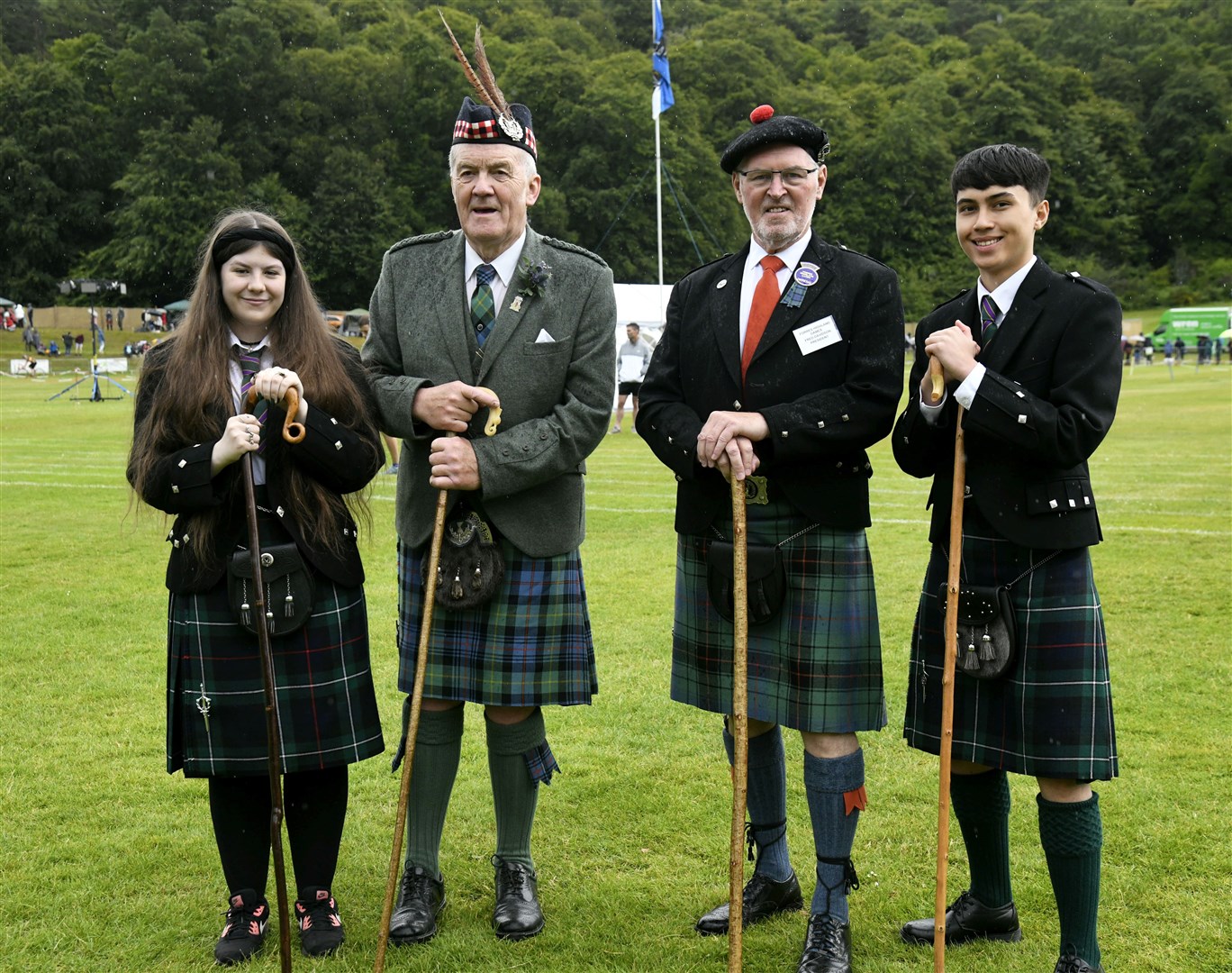 Junior chieftain James McPartlin, Forres Highland Games president Fred Davidson, chieftain George Alexander and junior chieftain Amy McGhee at last year's event.