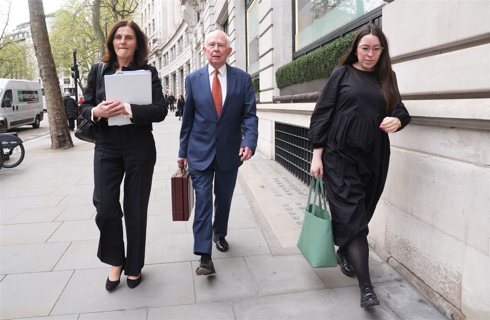 Sir Michael Hodgkinson leaves after giving evidence to the inquiry at Aldwych House, central London (Lucy North/PA)
