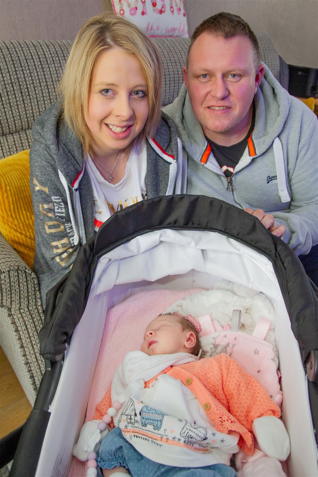 Craig Macdonald is recovering at home with his partner Siobhan and baby Eva. Picture: Daniel Forsyth. Image No.043814.