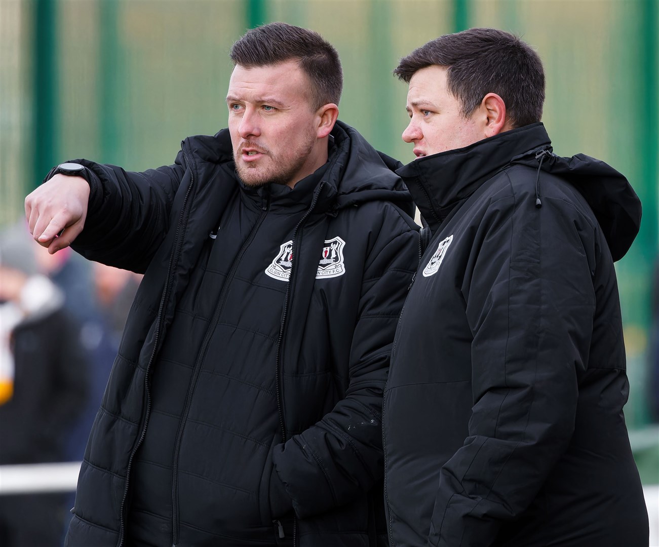 Elgin manager Allan Hale and assistant Stefan Laird. Picture: Bob Crombie