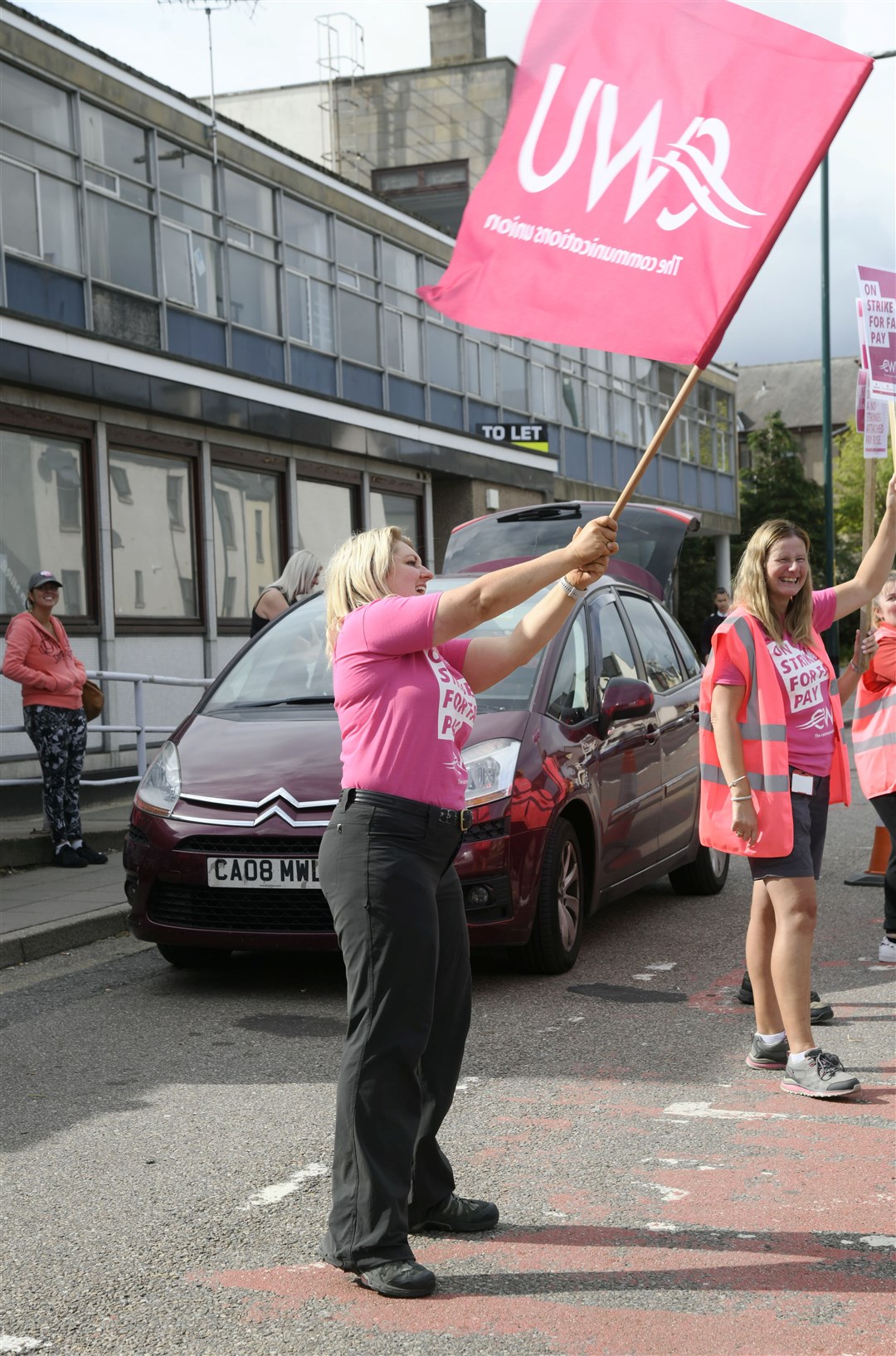 Louise Christie waves the flag for the CWU's bid for an increased pay offer...Picture: Beth Taylor.