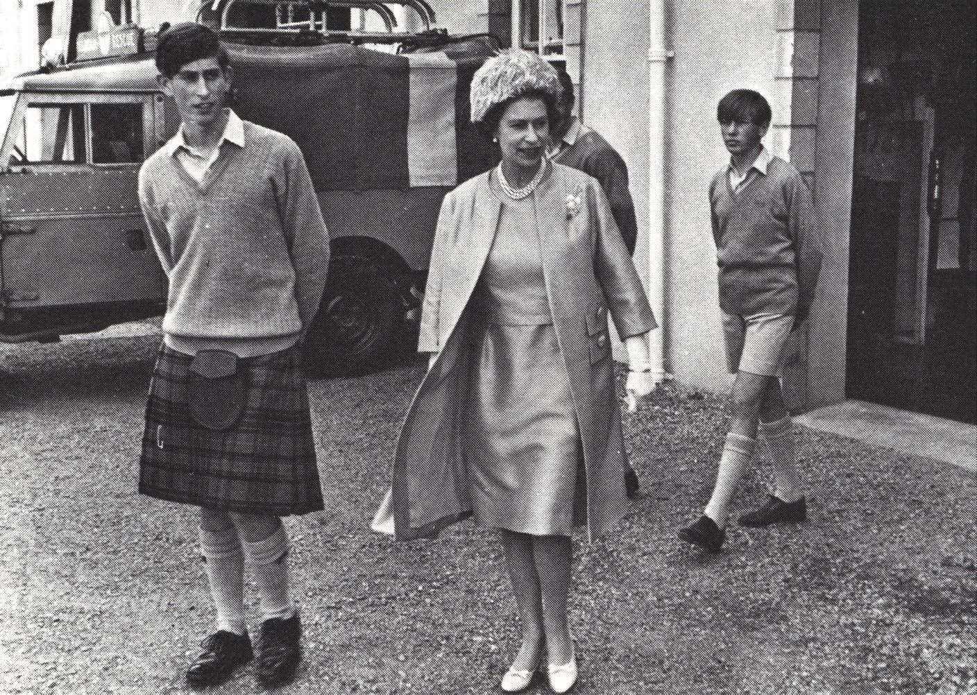 A young Prince Charles with his mum The Queen at Gordonstoun in 1967.