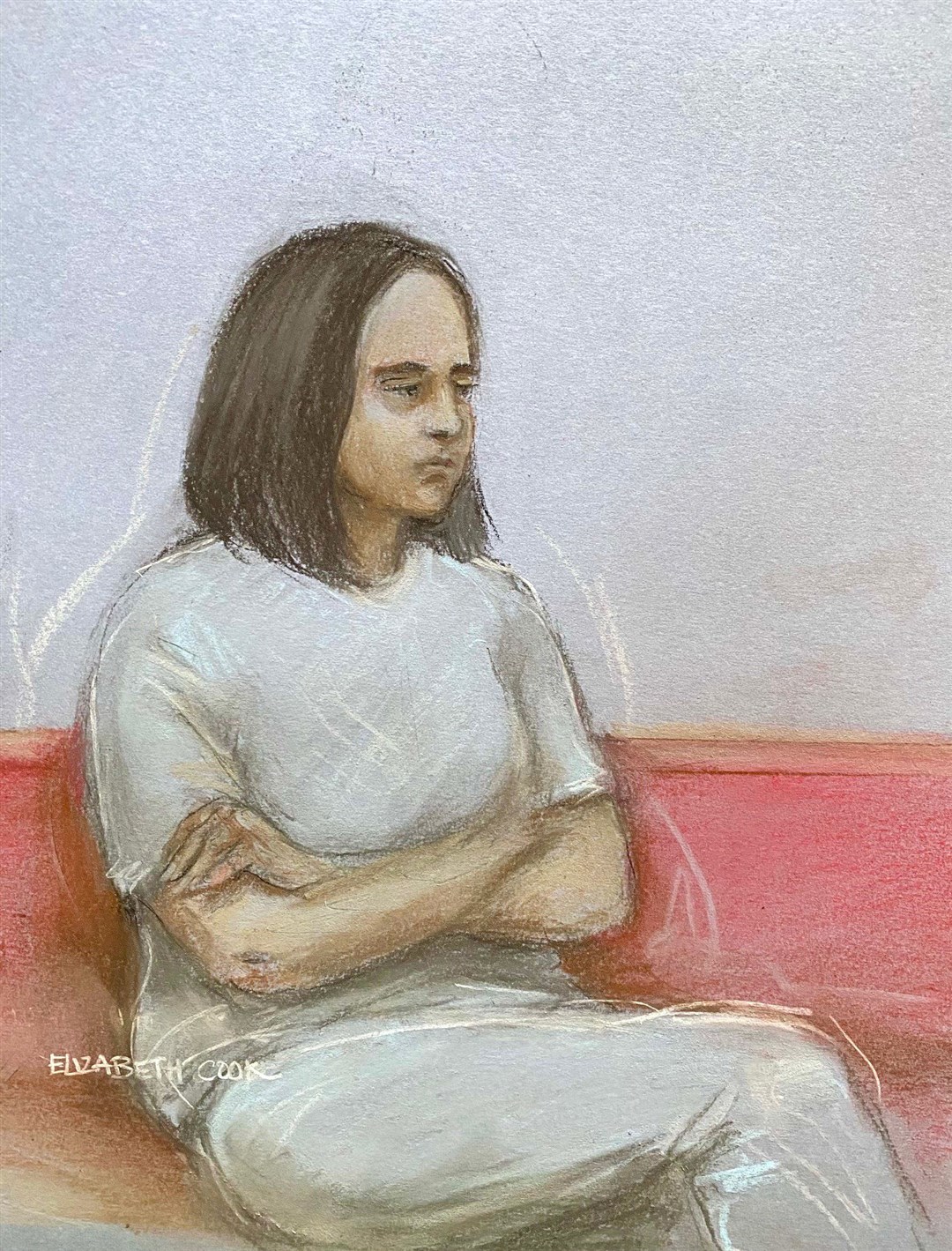 A court artist’s sketch of Jaskirat Kaur appearing at Wolverhampton Magistrates’ Court on Wednesday (Elizabeth Cook/PA)