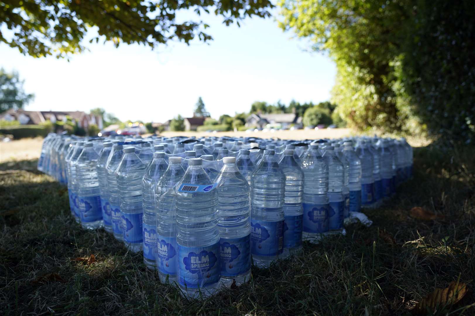 Bottles of water supplied by Thames Water for residents in the village of Northend in Oxfordshire (Andrew Matthews/PA)