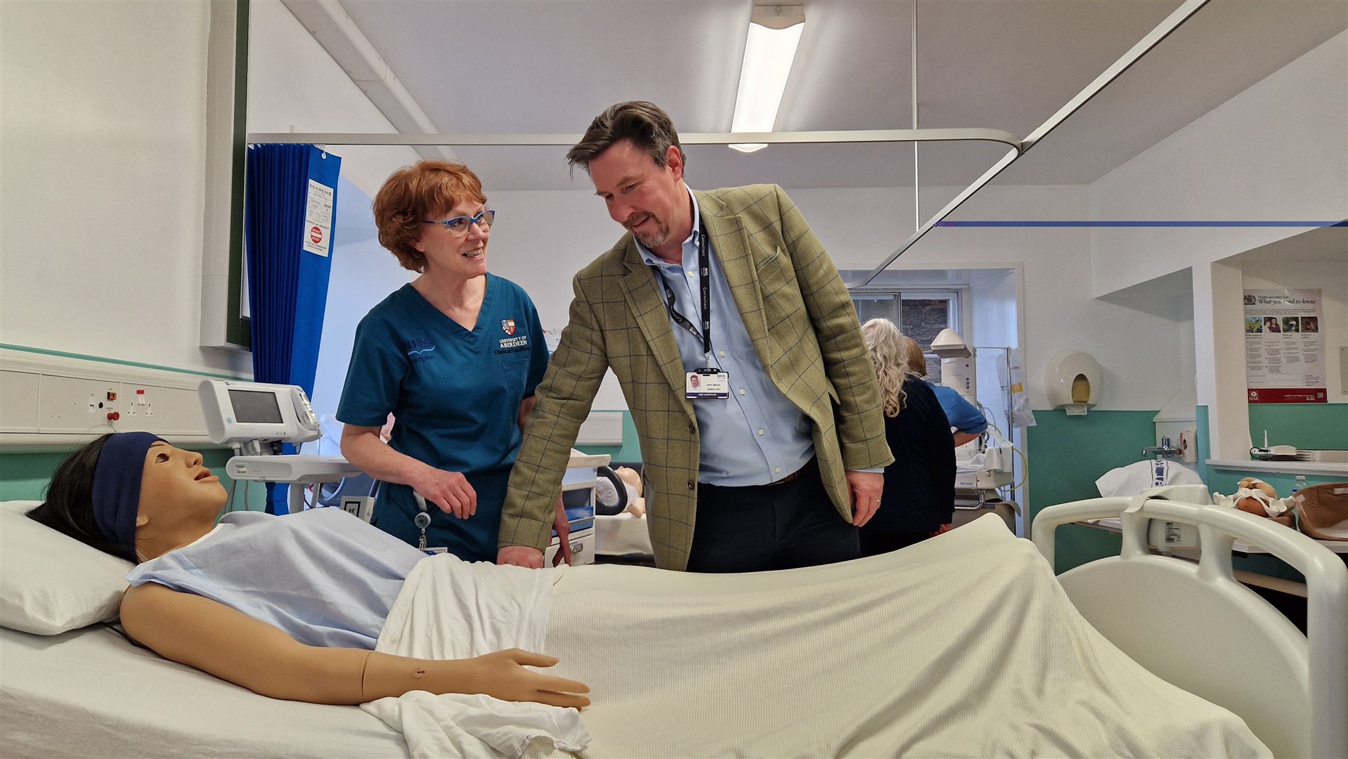 Professor Duff Bruce with one of the simulation mannequins.