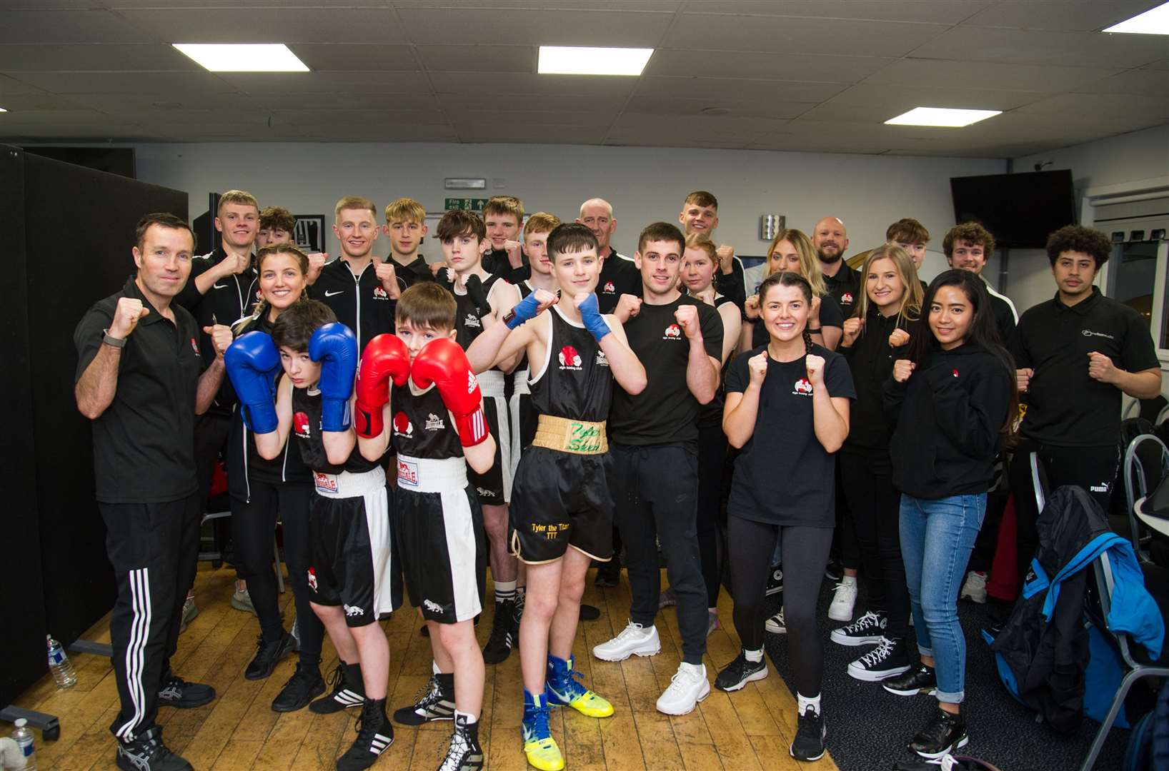 All the fighters get together for Elgin Amateur Boxing Club's annual show. Picture: Becky Saunderson..