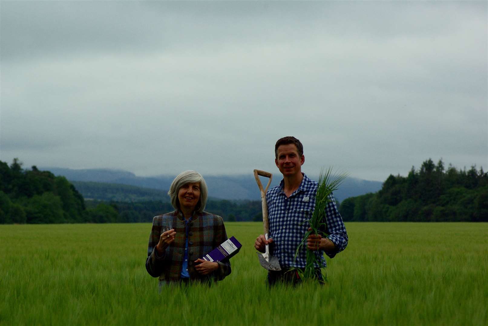 Linda Bruce, from Speyside Escapes, with Bill Smith, from Byres Farm, Spey Bay.