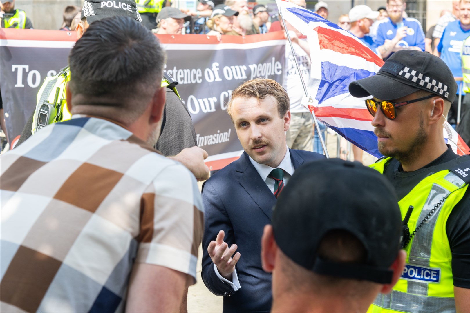 Alek Yerbury in a heated exchange with a member of the public in Elgin. Picture: Beth Taylor