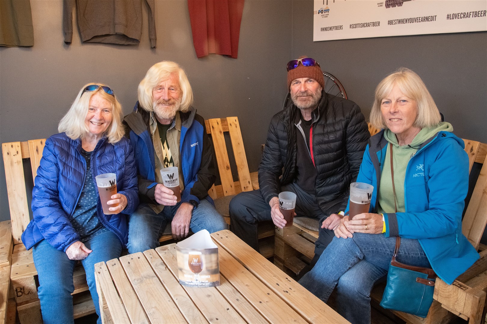 From left, Di and Bob Berry & Gavin and Jackie Burnett...Lossiemouth's Windswept Brewing celebrate their 10th anniversary...Picture: Daniel Forsyth..