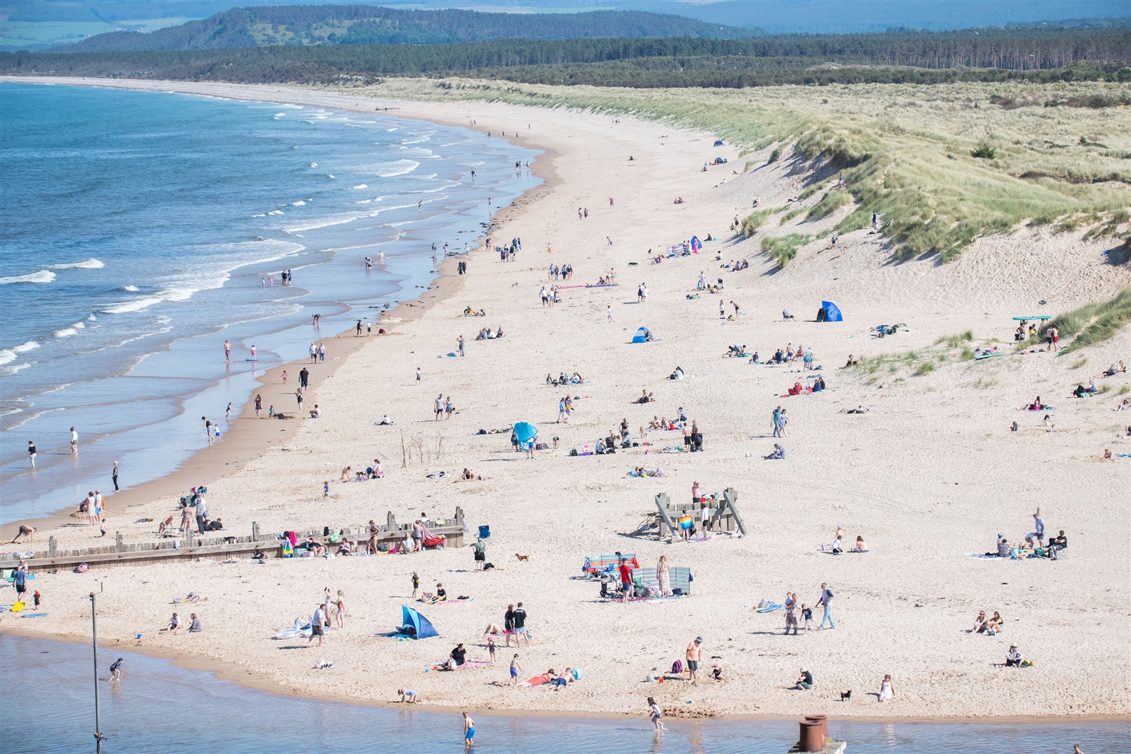Around 70,000 people have crossed to Lossiemouth East Beach in one month alone. Picture: Daniel Forsyth