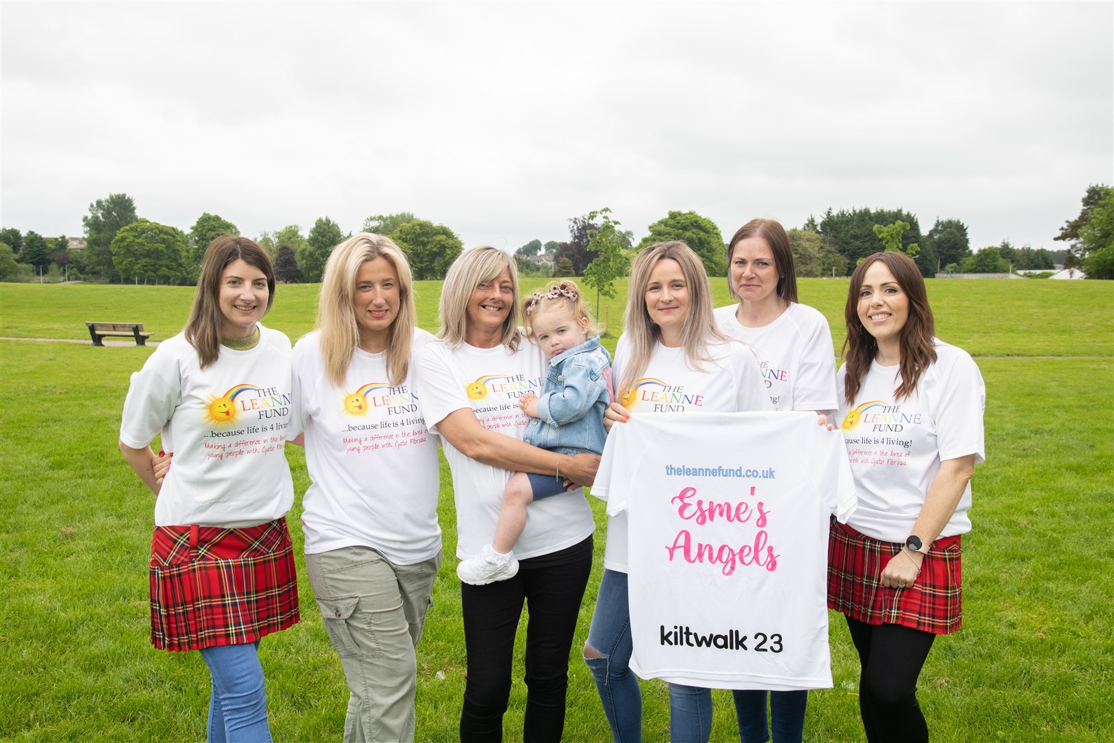 Esme's Angels, from left, Tamzin Virtue, Beth Little, nana Annette Thomson holding Esme, Claire Thomson (mum), Gemma Finlayson and Kim McIntyre. Picture: Beth Taylor