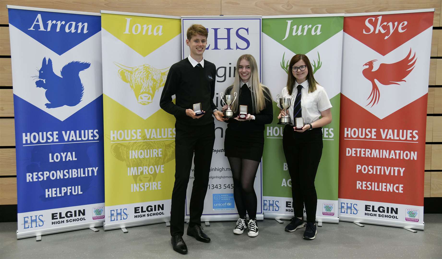 From left: Joint S4 Dux winners Alfie Harper and Tia Coy and S5 Dux Abbie Howie. Picture: Beth Taylor