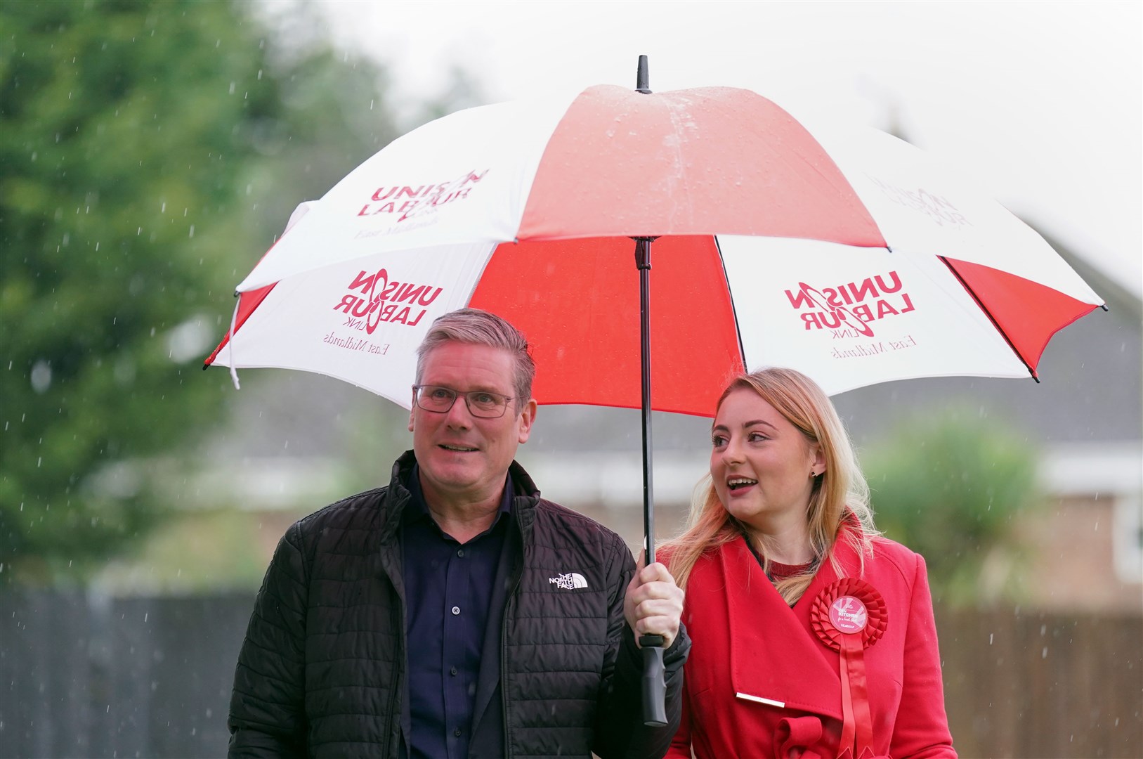Labour leader Sir Keir Starmer on the campaign trail with Gen Kitchen, the party’s candidate in the Wellingborough by-election (Joe Giddens/PA)