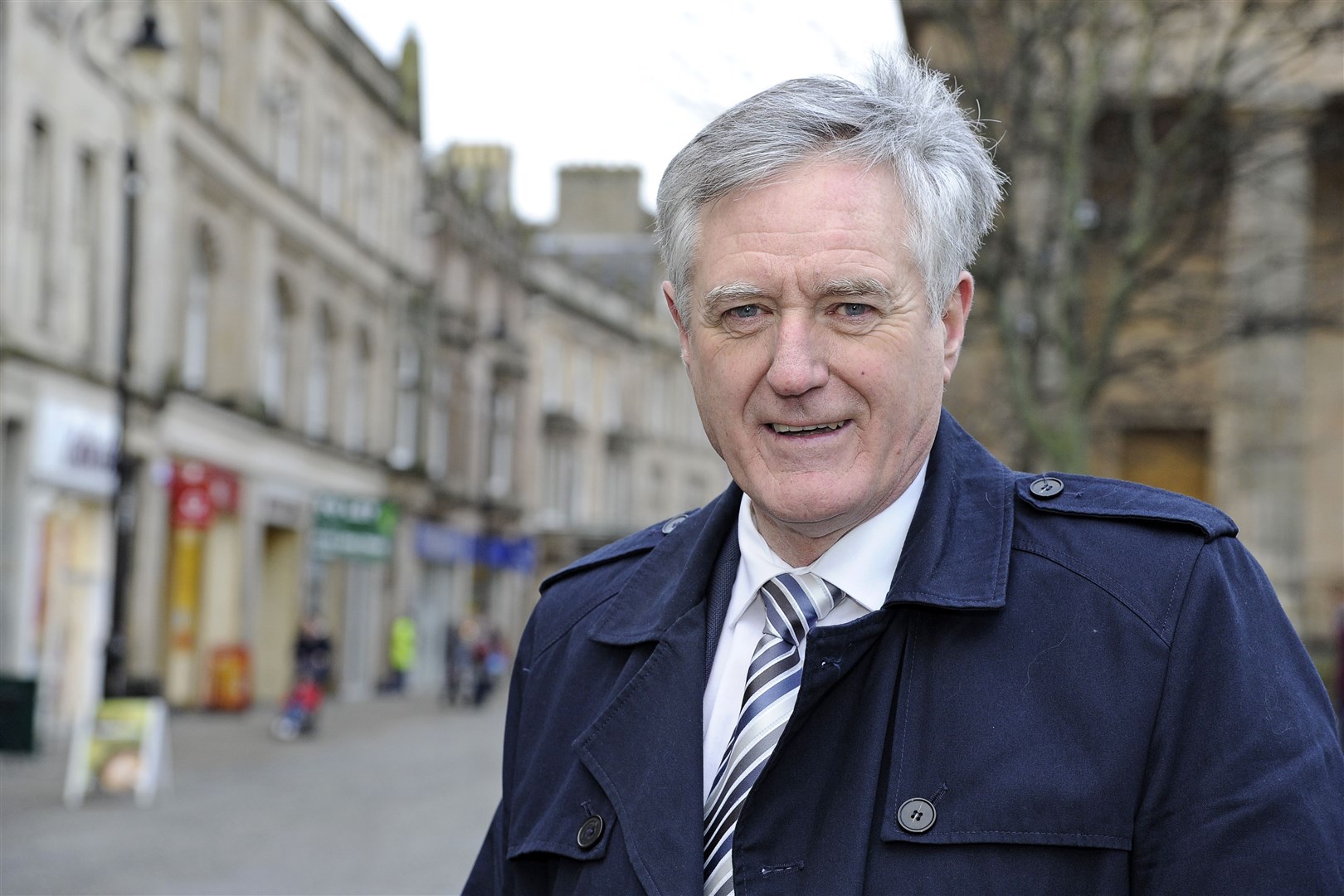 Councillor John Cowe in the centre of Elgin. Picture: Daniel Forsyth. I