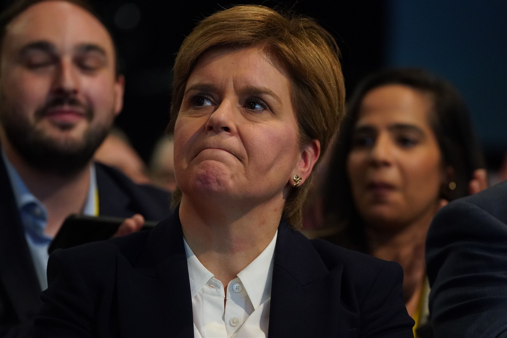 Former SNP leader Nicola Sturgeon said she had been watching the party’s conference ‘from afar’ before visiting the event on Monday (Andrew Milligan/PA)