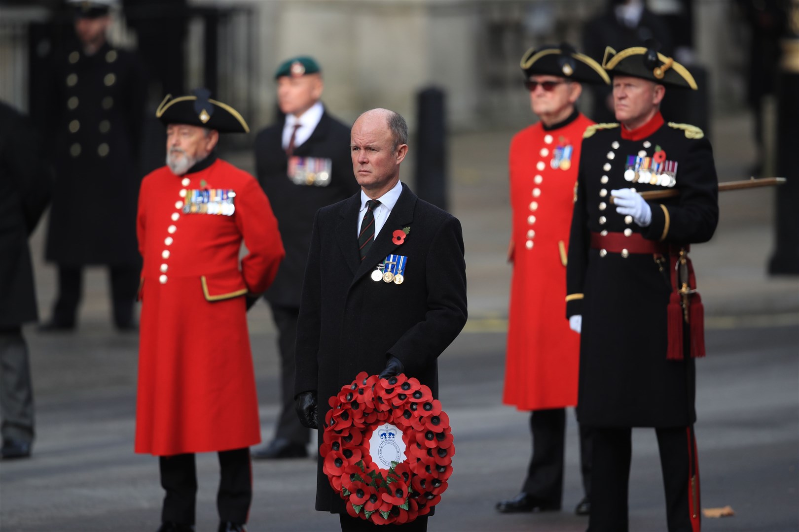 Veterans attend the Remembrance Sunday service at the Cenotaph (Aaron Chown/PA)