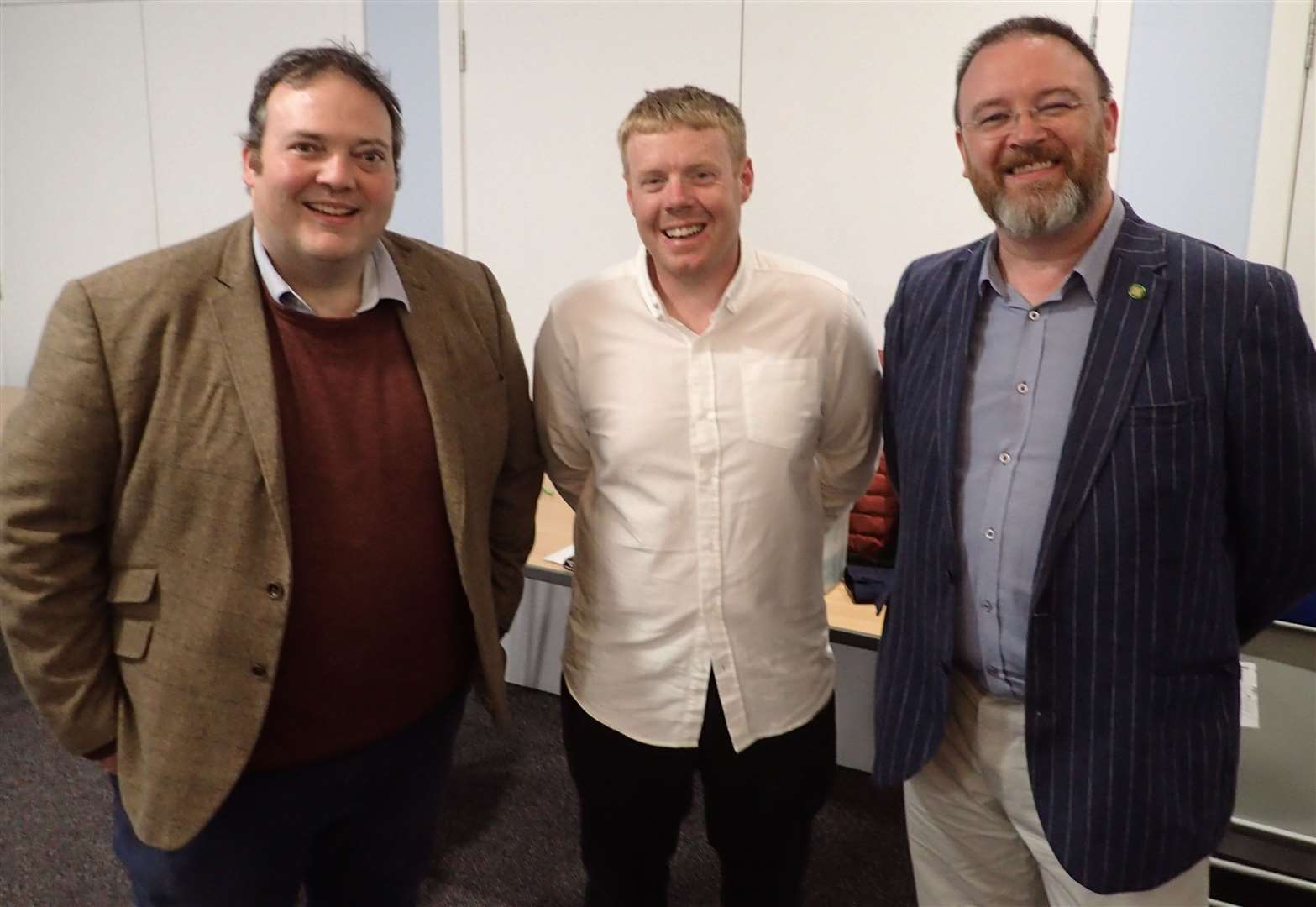 (From left) Jamie Halcro Johnston MSP, Councillor Tim Eagle and David Duguid MP at the AGM of the Moray Conservative Association in Elgin.