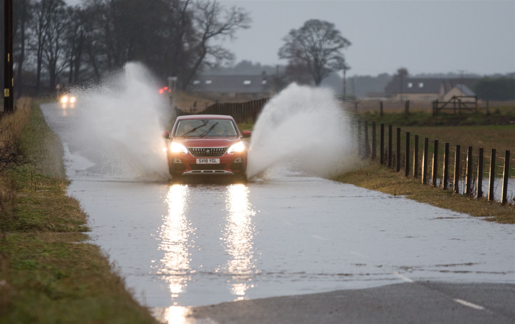 Flodding on the B9103 Lossiemouth Road December 2020...Picture: Becky Saunderson..