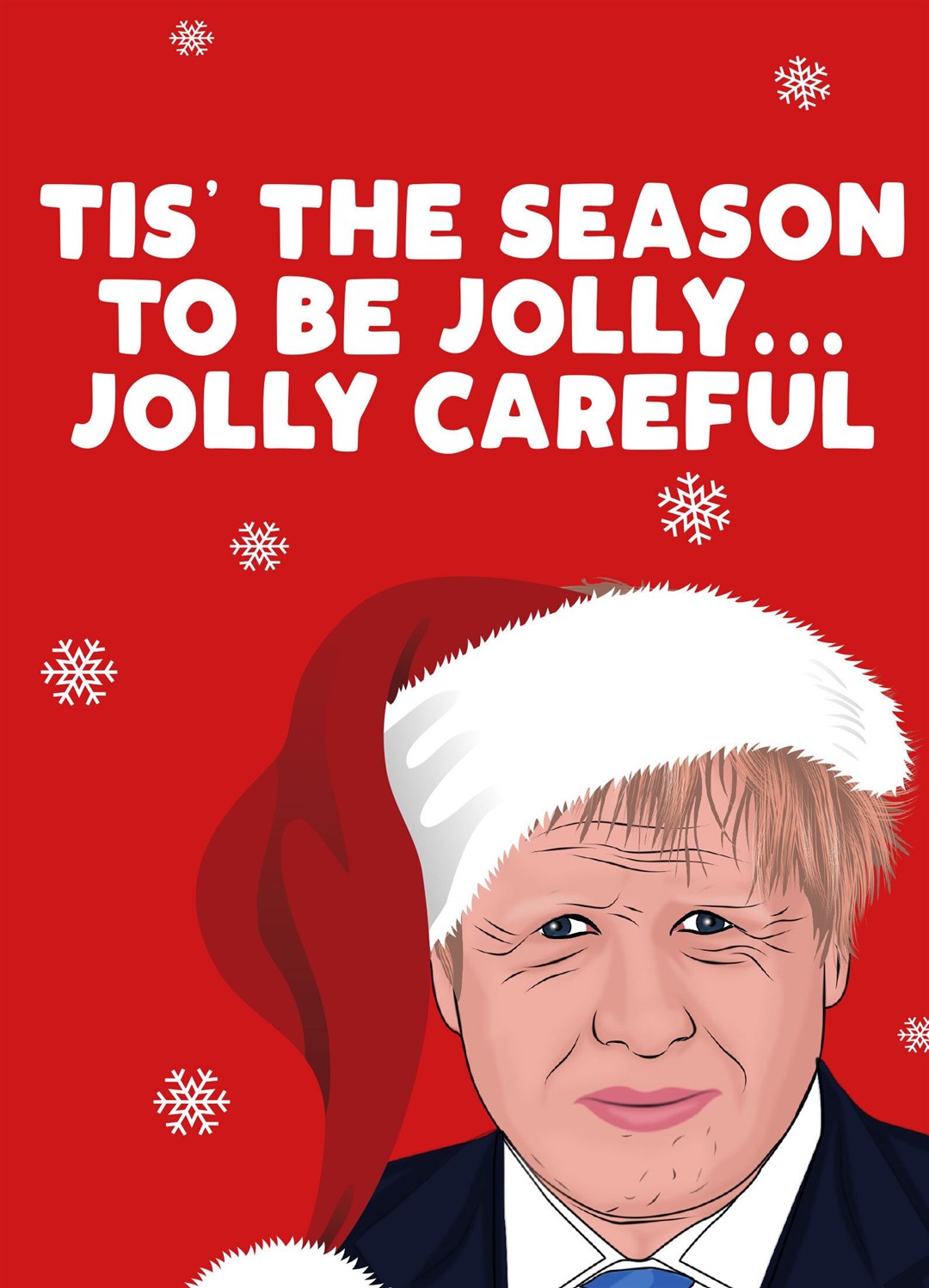 A Moonpig Christmas card design is among those inspired by Prime Minister Boris Johnson’s “jolly careful” speech (Moonpig/PA)