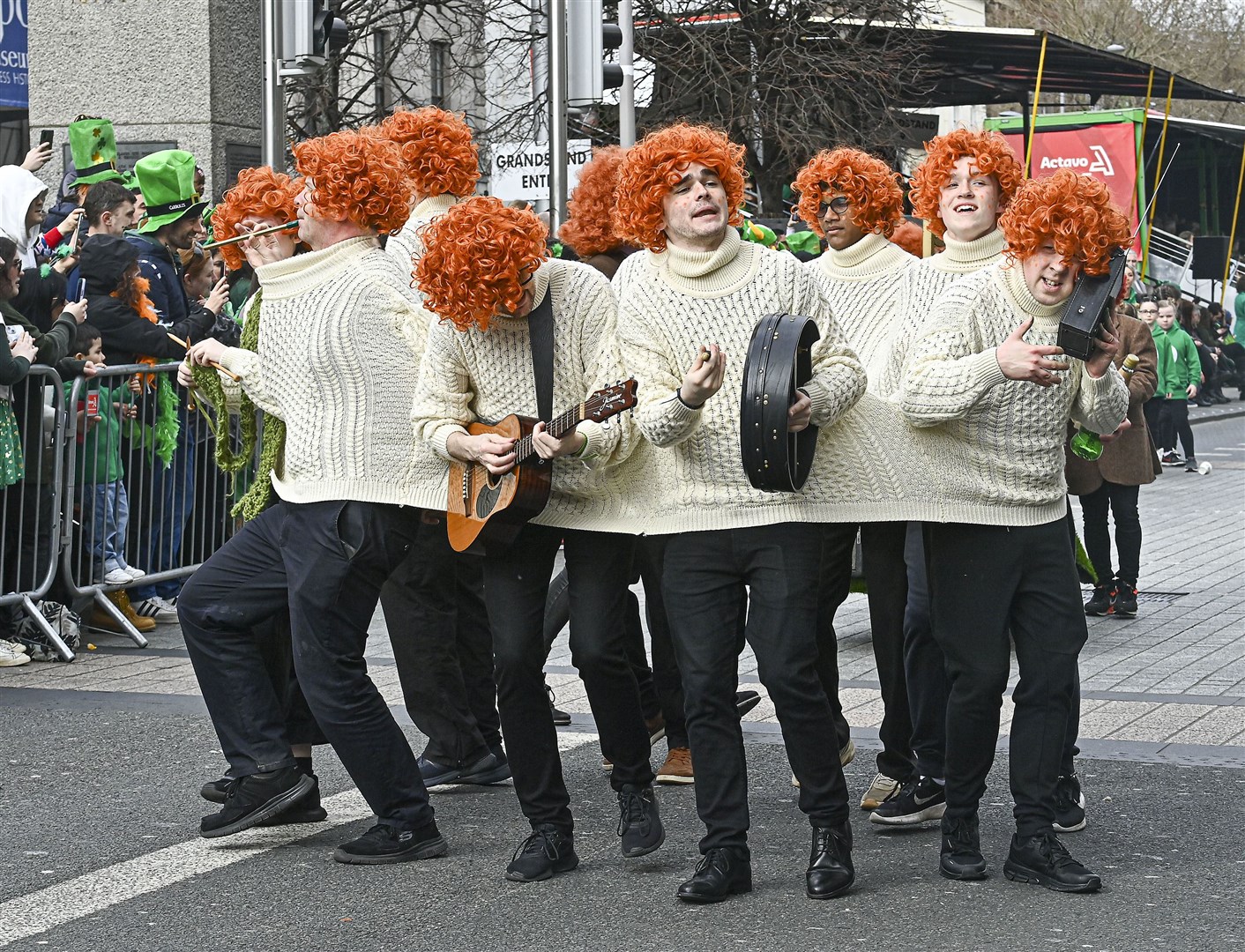 A ‘110% Irish’ performance as part of the St Patrick’s Day parade in Dublin (Michael Chester/PA)