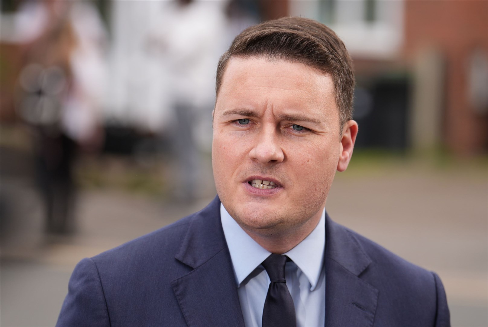 Shadow health secretary and the MP for Ilford North, Wes Streeting, speaking in Hainault (Jordan Pettitt/PA)
