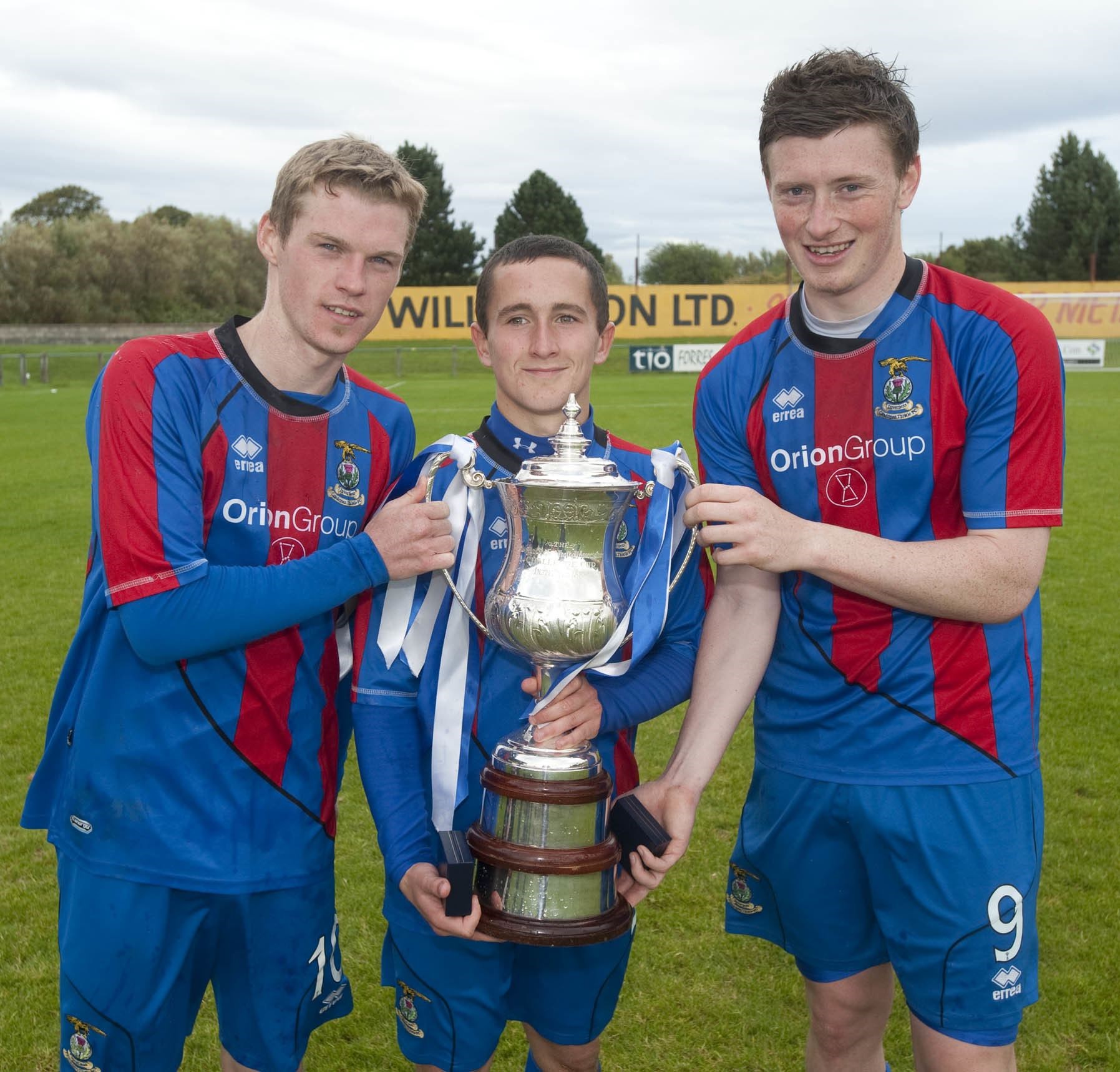 Shane Sutherland with fellow scorers Billy McKay and Andrew Greig in a Caley Thistle North of Scotland Cup winning team. Photo: Phil Downie.