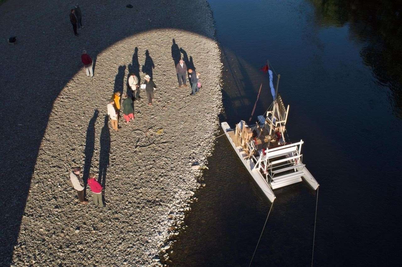 Artist Mark Zygadlo’s kinetic WaterOrgan will float on the River Findhorn and Findhorn Bay. Picture: Ronald Turnbull.