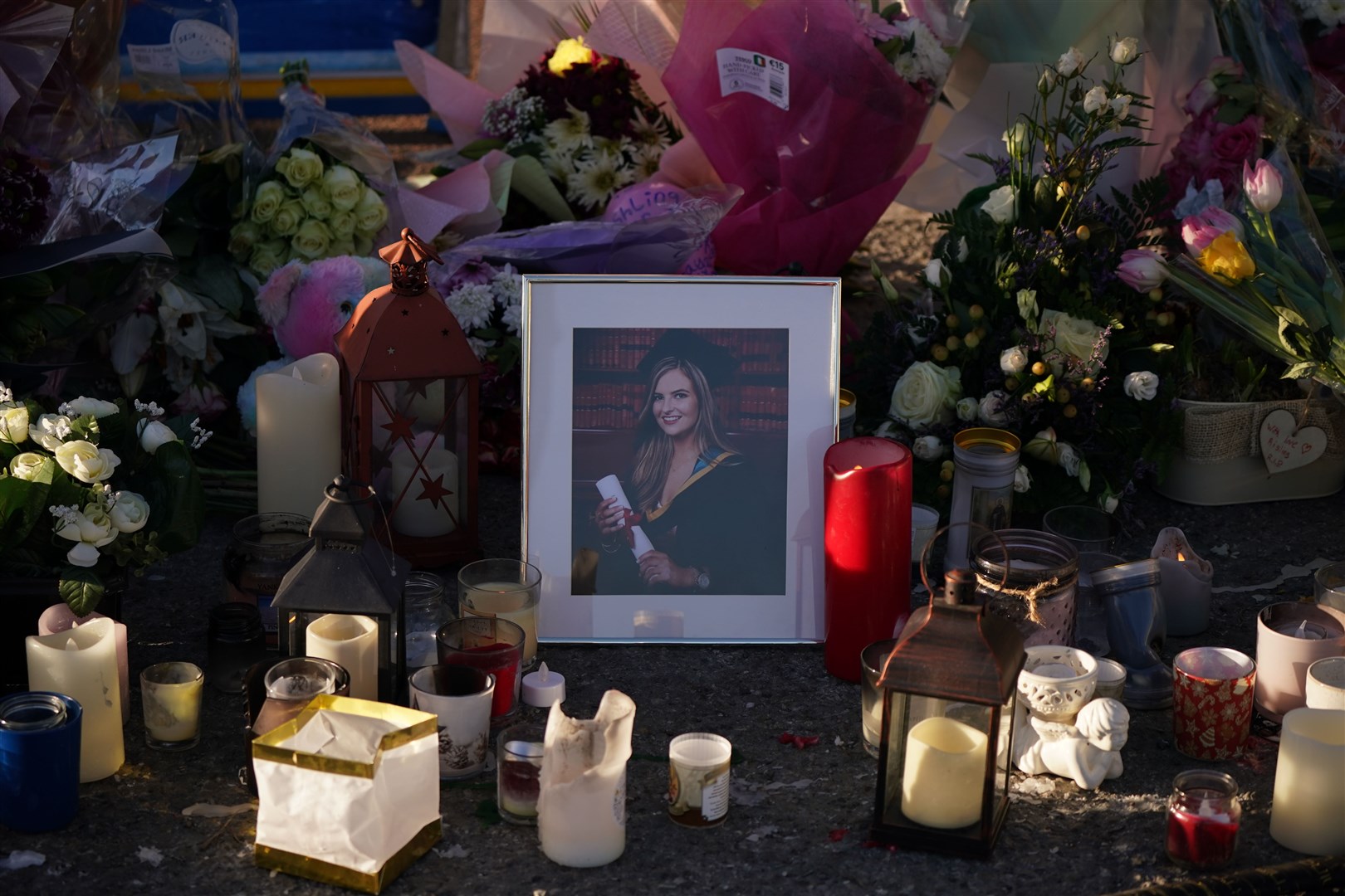 Floral tributes in Tullamore where primary school teacher Ashling Murphy was found dead (Niall Carson/PA)