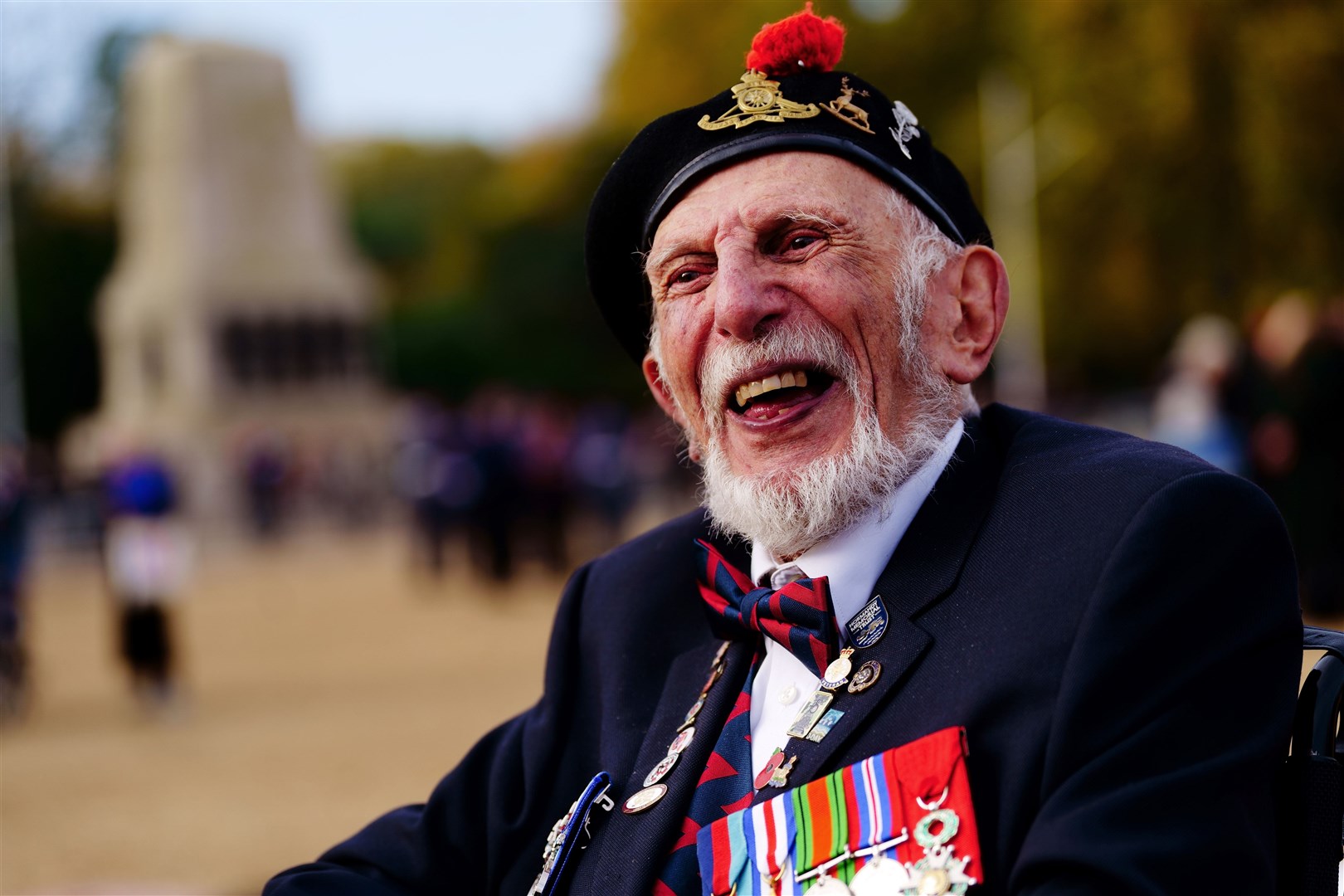 D-Day veteran Joe Cattini on Horse Guards Parade after marching along Whitehall for the Remembrance Sunday service at the Cenotaph in London (Victoria Jones/PA)