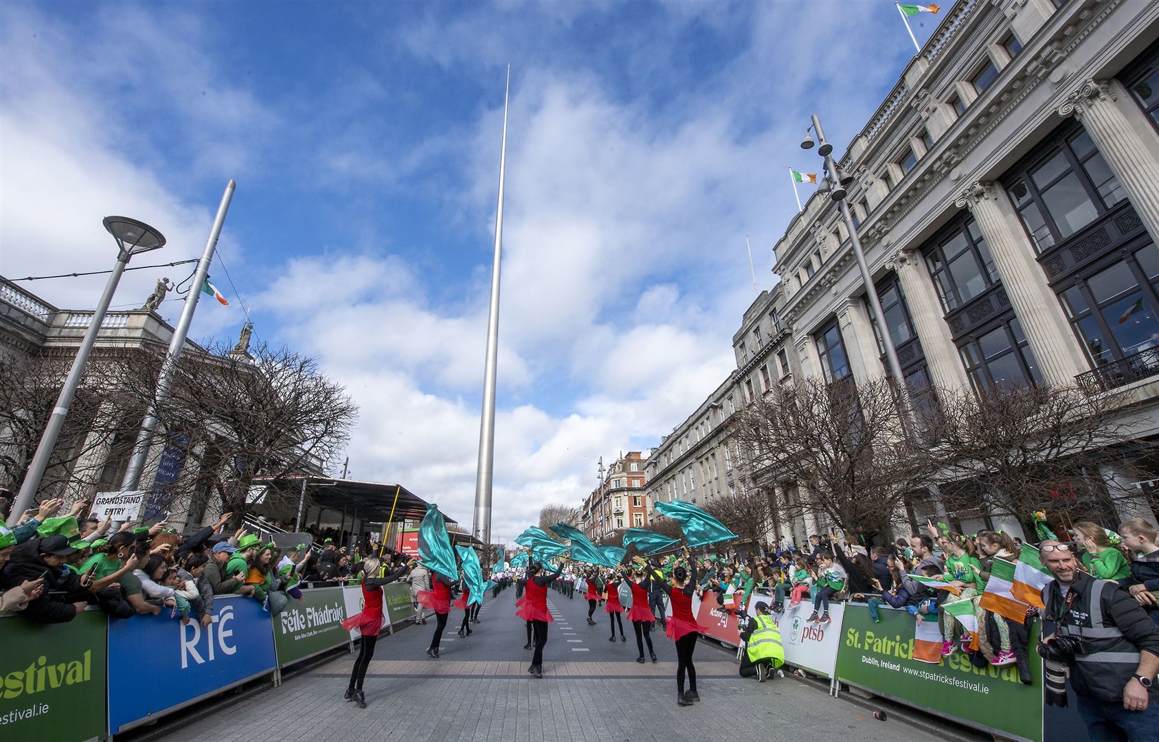 Performers take part in the St Patrick’s Day Parade in Dublin (Michael Chester/PA)