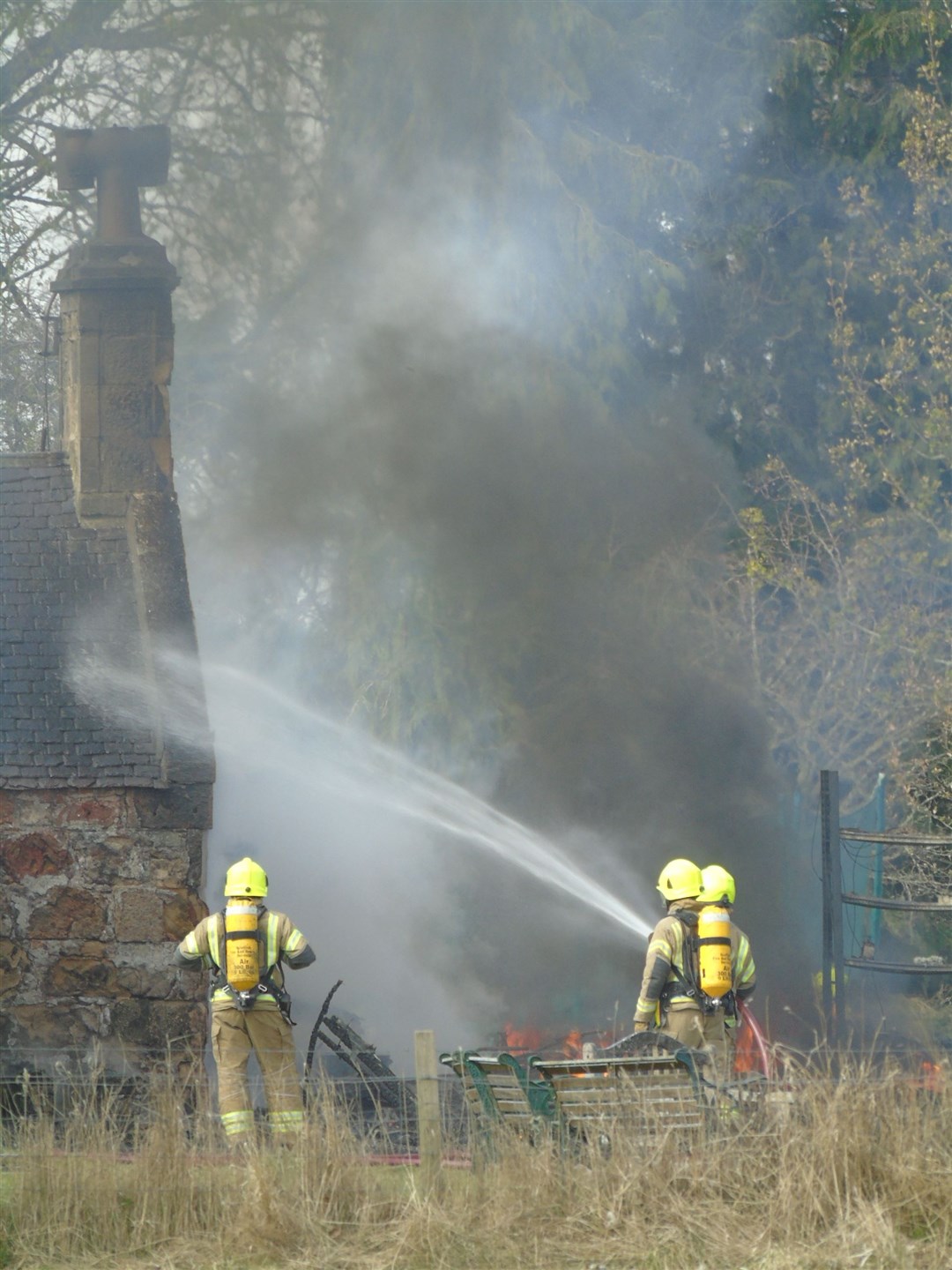 Firemen getting the blaze under control. Picture by Keir Hardie.