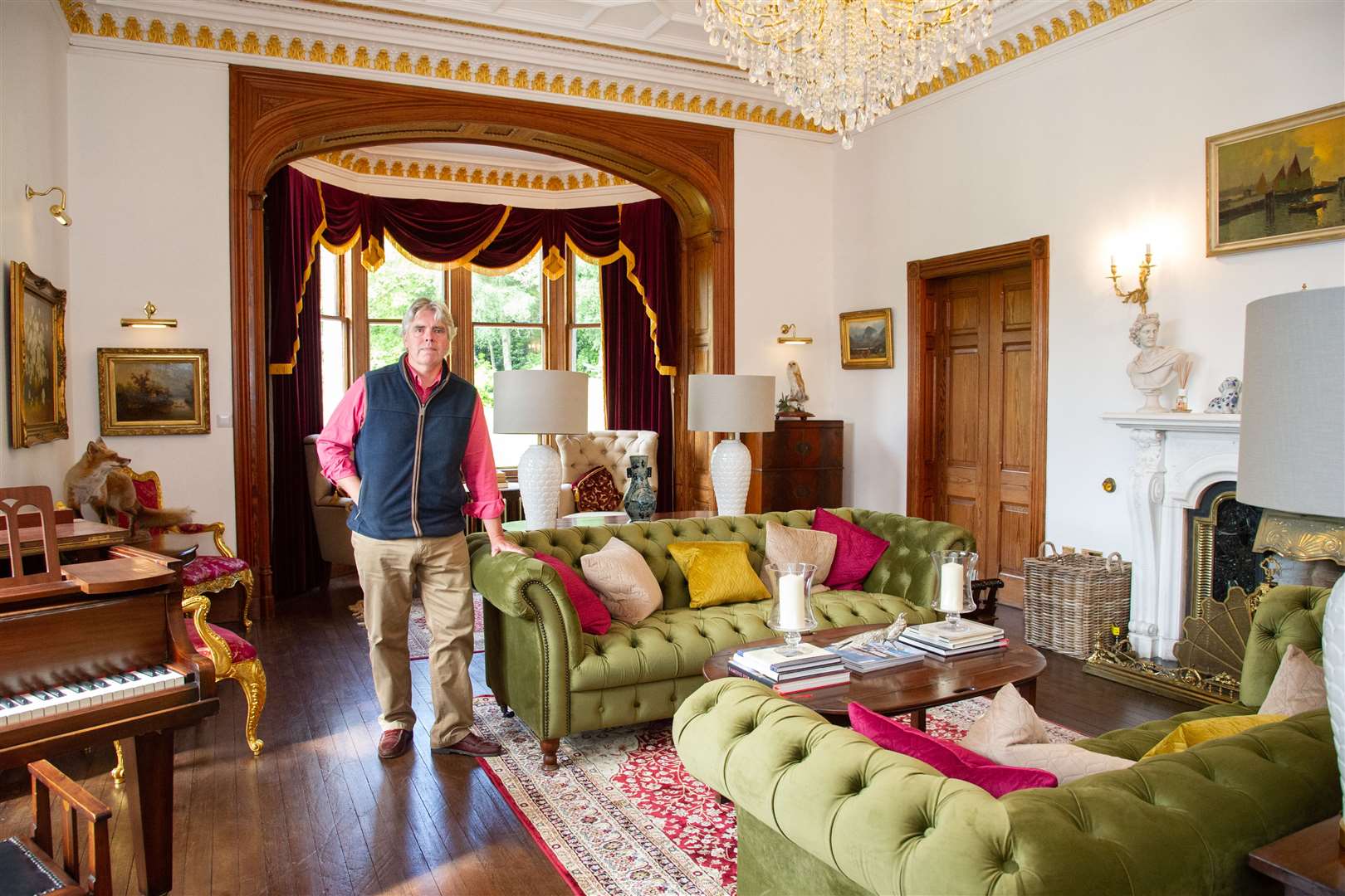 Rothes Glen owner Damian Riley-Smith in the main drawing room. Picture: Daniel Forsyth..