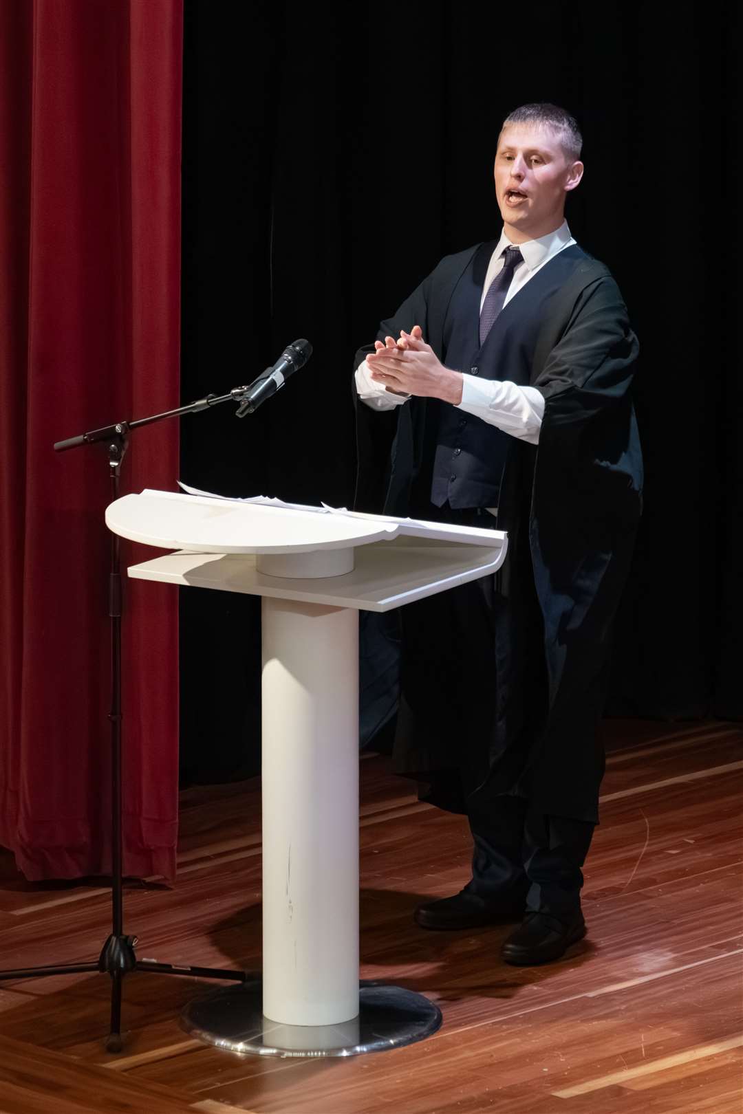 Vote of Thanks speech was given by Jonathan Lester Heady who also graduated with a College Certificate in Preparing to Work and received the James Smith Award. ..UHI Moray's Graduations at Elgin Town Hall...Picture: Beth Taylor.