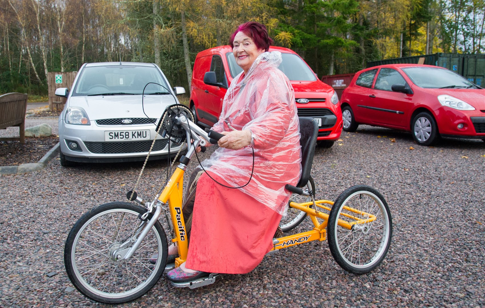 Etta on an Outfit Moray hand bike at Cathay Care Home, in Forres. Picture: Becky Saunderson.