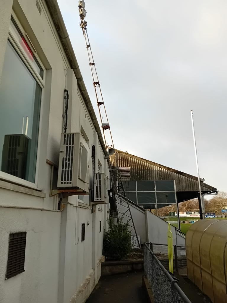 Elgin City's floodlight has been uprooted.