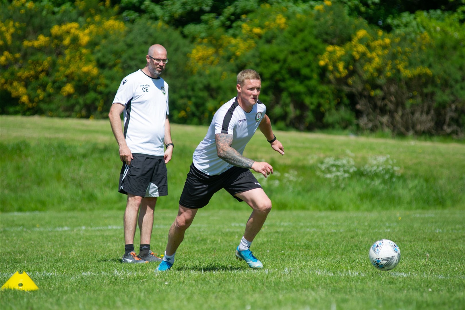 Craig Ewen on the training ground at Forres. Picture: Daniel Forsyth..
